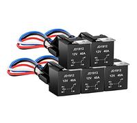 Gebildet JD1912 Lot de 5 relais de voiture 12 V 40 A 4 broches avec câblage de couleur pour voiture, camion, camionnette, moto, bateau