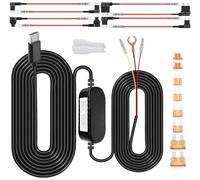 Gebildet Kit de Câblage pour Caméra Embarquée, Micro Chargeur pour Caméra Embarquée, Protection Basse Tension 12-24V CC vers 5V/2.5 A, Surveillance du Stationnement 24h/24 avec Fusible