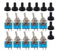 Gebildet Lot de 10 Mini Interrupteurs à Bascule SPST avec Capuchon Étanche,2Bornes,2Positions,Miniatures Marche/Arrêt,6A/125VCA,3A/250VCA pour Bricolage Voiture Tableau Bord Équipement Électronique
