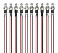 Gebildet Lot de 10mini Boutons Poussoirs Momentanés Précâblés 7 mm 3V-6V-12V-24V-230V/1A, SPST Bouton Rond ON/OFF à 2 Broches ouvert Nominal pour Modélisme Ferroviaire (blanc)