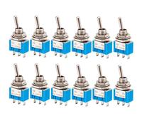 Gebildet Lot de 12 Mini Interrupteurs à Bascule SPST, 3Broches,2Positions, Miniature Marche/Marche Interrupteur,6A/125VCA,3A/250VCA pour Tableau Bord Voiture à Monter Soi-Même Équipement Électronique