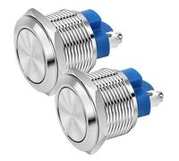 Gebildet Lot de 2 boutons momentanés en acier inoxydable 22 mm 12 V / 24 V / 125 V / 250 V / 2 A avec 2 bornes à vis en acier inoxydable (tête plate)