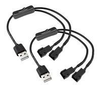 Gebildet Lot de 2 Double Interrupteur de Ventilateur 4Broches vers USB on Off Câble Adaptateur d'alimentation Répartiteur 1 à 2 Voies USB vers 4Broches 3Broches PWM 5V connecteur de Ventilateur