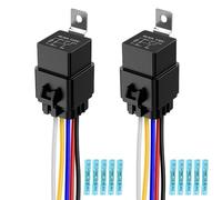Gebildet Lot de 2 Relais Etanches Interrupteur 40/30A, Faisceau de Câbles 12 AWG avec Diode Intégrée, 12V CC, 5 Broches SPDT, Relais Automobiles avec Connecteurs Etanches