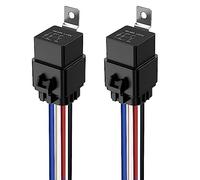 Gebildet Lot de 2 Relais Etanches Interrupteur 40/30A, Faisceau de Câbles 12 AWG avec Diode Intégrée, 12V CC, 4 Broches SPST, Relais Automobiles, Fils Chauds