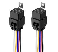 Gebildet Lot de 2 Relais Etanches Interrupteur 40/30A, Faisceau de Câbles 12 AWG avec Diode Intégrée, 12V CC, 5 Broches SPDT, Relais Automobiles, Fils Chauds
