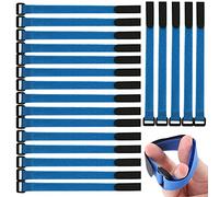 Gebildet Lot de 20 pièce Attaches de Câbles scratch, 2 ×30 cm Serres-Câbles Réutilisables, Attache Câble en Nylon Réglable, Crochet et Boucle (Bleu)