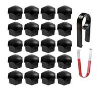 Gebildet Lot de 20Capuchons d'écrou de Roue 21mm, Cache-écrous de Boulon de Roue, Cache-écrous de Pneu Hexagonaux avec Ensemble d'outils de Démontage pour Modèle 3 Modèle S Modèle X (Noir Brillant)