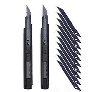 Gebildet Lot de 2Couteaux Utilitaires Rétractables avec Lame à 30Degrés Verrouillable Cutter Knife avec 10pcs Lames Tranchantes Supplémentaires pour Bureau, Maison, Travaux Manuels