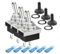 Gebildet Lot de 3 Interrupteurs à Bascule en Métal 25A 12VDC/15A 24VDC/10A 250VAC/ 15A 125VAC SPST on/Off 2 Broches 2Positions avec Capuchon de Protection Etanche pour Voiture Automatique KN3D-101