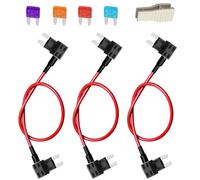 Gebildet Lot de 3 petits porte-fusibles à double tête - Câble de dérivation - Porte-fusible - Câble de dérivation de réparation pour relais de pompe à carburant - Avec 4 fusibles (3/5/10/15 A) et