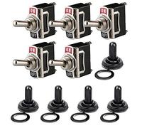 Gebildet Lot de 5 Interrupteurs à Bascule avec Couvercle Etanche, 12V-24V-48V-110V/10A, 220V-230V/6A, Interrupteur Marche/Arrêt SPST à 2 Broches,Utilisé pour Voiture,Bateau (lot de 5, Noir)