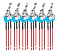 Gebildet Lot de 6 mini interrupteurs à bascule pré-câblés MTS-103 bleu 125 VAC 6 A, 3 broches 3 positions ON/OFF/ON On/Off/On pour voiture, véhicules marins