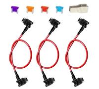 Gebildet Mini porte-fusible plat à double tête 3 pièces, câble de dérivation porte-fusible, câble de dérivation de réparation pour relais de pompe à carburant avec 4 fusibles (3/5/10/15 A) extracteur
