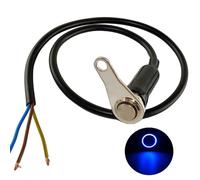 Gebildet Universel 5A/12V Momentané en Acier Inoxydable Bleu LED Moto Interrupteur on-Off Guidon Support Réglable Étanche Boutons De Commutation