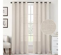 GEBIN 2 Panneaux Rideaux en Lin Panneaux De Rideaux Semi-Transparents Rideaux en Lin Naturel pour Salon Tige Poche Chambre à Coucher Rideaux Filtrants De La Lumière, 2X (Lin,132x213cm)