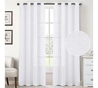 GEBIN 2 Panneaux Rideaux en Lin Panneaux De Rideaux Semi-Transparents Rideaux en Lin Naturel pour Salon Tige Poche Chambre à Coucher Rideaux Filtrants De La Lumière, 2X (Blanche,132x243cm)