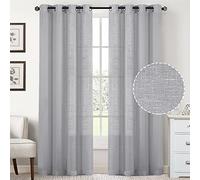 GEBIN 2 Panneaux Rideaux en Lin Panneaux De Rideaux Semi-Transparents Rideaux en Lin Naturel pour Salon Tige Poche Chambre à Coucher Rideaux Filtrants De La Lumière, 2X (Gris,132x243cm)