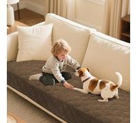 GEBIN Housse de Canapé Chenille Épaisse et Antidérapante, Lavable, pour Canapé 2/3/4 Places, Protection Anti-Animaux, Tapis Tatami, Housse pour Canapé-Lit, Salon, Marron, 91x160cm