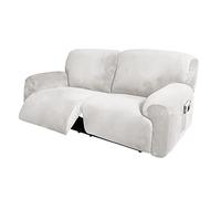 GEBIN Housse de Canapé Inclinable 2 Places Extra Large (190-254cm), 6 Pièces en Velours avec Poche Latérale, Antidérapante et Lavable, Protection pour Causeuse (Ivoire)