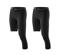 GEBIN Lot de 2 Leggings Sport pour Homme, Pantalon de Compression 3/4 à Une Jambe, Collant Technique pour Basket, Running et Fitness (Black (Left 3/4),3XL)