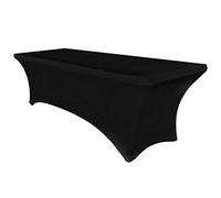GEBIN Nappe Housse de Table Rectangulaire Extensible, Spandex Ajustée, Couverture pour événements, Mariages, Salons, Fêtes, Présentation Professionnelle， Noir,122x60x76CM