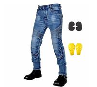 GEBIN Pantalon Moto Homme, Jean Moto Fibre D'aramide avec Protections Dont Genouillères et Protège-hanches, Pantalon de Moto de Course de Moto (Bleu,XL)