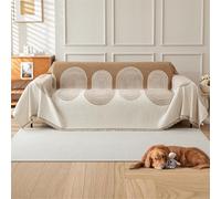 GEBIN Plaid Canapé Chenille avec Franges - Jeté Style Scandinave Anti-Poils Animaux, Grande Taille pour Salon et Fauteuil