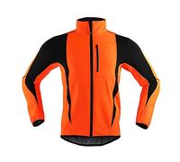 GEBIN Veste De Cyclisme Hommes, Imperméable Coupe-Vent Softshell Thermique Polaire Vélo Jersey, VTT Vélo Équitation Course Automne Hiver Veste Manteau (Orange,XL)