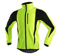 GEBIN Veste De Cyclisme Hommes, Imperméable Coupe-Vent Softshell Thermique Polaire Vélo Jersey, VTT Vélo Équitation Course Automne Hiver Veste Manteau (Vert,L)