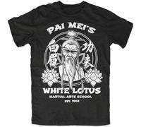geboan White LotSchool T Shirt Pai Mei Kill Movie Fun Cult Bill Fight Dead Men T Shirt 100% Cotton Sleeve Shirt Black Black