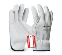 Gebol Driver | Gants de travail en cuir haute résistance | Gants en cuir pour homme | Taille XXL (taille 11) | Blanc | 1 paire