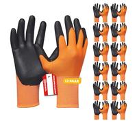 Gebol Eco Flex Orange | Gants de travail avec revêtement en nitrile respirant | Gants pour travaux de montage | Pour homme | Taille XXL (taille 11) | Orange | Lot de 12 paires