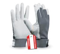Gebol Gants de travail en cuir de qualité supérieure pour homme, pour la construction, la mécanique et le jardin avec taille élastique et fermeture Velcro, 1 paire de gants de sécurité taille M