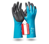 Gebol - Grip Tech Gants longs en caoutchouc contre les produits chimiques, l'acide, l'huile et la graisse, imperméables et antidérapants, contenu : 1 paire, taille L (Taille 9), couleur : bleu bleu |