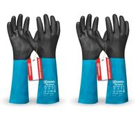 Gebol Grip Tech Plus - 1 paire de gants longs en caoutchouc nitrile, PVC et tricot de nylon à l'intérieur contre les produits chimiques, l'acide, l'huile et la graisse - Imperméables - Antidérapants -
