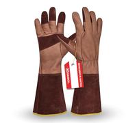 Gebol Ilex | 1 paire | Taille XL (taille 10,5) | Gants de jardinage en cuir véritable robuste | avec longue manchette idéale pour les roses et les épines | pour homme | marron