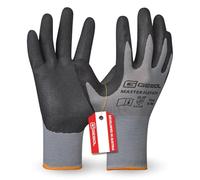 Gebol Master Flex Eco 1 paire de gants de travail pour atelier et jardin, gants en nitrile respirants pour hommes, avec protection contre l'huile et l'humidité, L (Taille 9)