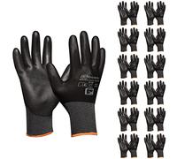 Gebol Micro Flex Touch Lot de 12 gants de travail avec fonction tactile - Gants de protection légers avec sensation de sensibilité - Pour homme et femme - Taille XL (taille 10) - Noir - 12 paires