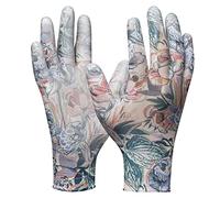 Gebol Miss Flower | 1 paire | Taille 7/S | Gants de jardinage avec motif floral | Revêtement transparent | Ajustement parfait | Gants de travail pour femme | Multicolore