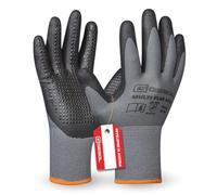 Gebol Multi Flex Eco - Gants de travail avec picots - Gants en nitrile pour une prise en main sûre - Pour homme - Taille L (taille 9) - Gris - 1 paire