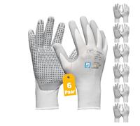 Gebol Multi Flex White Lot de 6 paires de gants de travail en nitrile à picots testés dermatologiquement pour homme, taille XXL (taille 11), blancs, multipack