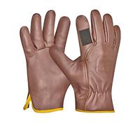 Gebol Quercus | 1 paire | Taille M (taille 8) | Gants de jardin en cuir véritable robuste avec doublure en coton | pour homme et femme | Marron