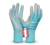 Gebol Upcycled Touch - Gants de travail durables avec fonction tactile - Revêtement en nitrile avec picots antidérapants - Pour femme - Turquoise - 1 paire
