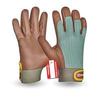 Gebol Vitis | 1 paire | Taille XXL (taille 11) | Gants de jardin en cuir véritable et matériau recy ermeture pour un maintien sûr | Pour homme | Vert, marron
