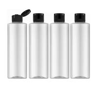 Gebrazy Lot De 4 Bouteilles De Voyage, 250 ml, Vides, En Plastique, Avec Bouchon à Rabat, Pour Cosmétiques, Avec Entonnoir, Transparent