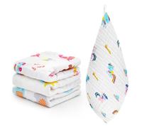 Gebrazy Lot de 4 Langes en Mousseline Douce pour Bébé - 50 x 25 cm - en Coton Doux et Respirant - pour Bébé Garçon et Fille