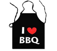 Gebro Tablier de barbecue « I love BBQ » | Tablier de barbecue noir | Tablier de barbecue amusant comme tablier pour barbecue ou cuisine | Idéal pour les barbecues et le camping | Taille unique, Noir