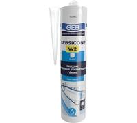 GEBSICONE W2 Blanc 310 ml - Mastic Silicone Neutre TOUS SUPPORTS - Verre, Émail, Acrylique, Inox, Pierre Naturelle - Sans Odeur, Anti-Moisissures