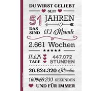 Geburtstag Geschenk 51 Jahre: Notizbuch A5 liniert schönes Geburtstagsgeschenk zum 51. Geb Buch für Notizen Geschenkidee für Frauen Notizheft zur Geburtstagsfeier für 51 Jährige HAPPY BIRTHDAY 51th